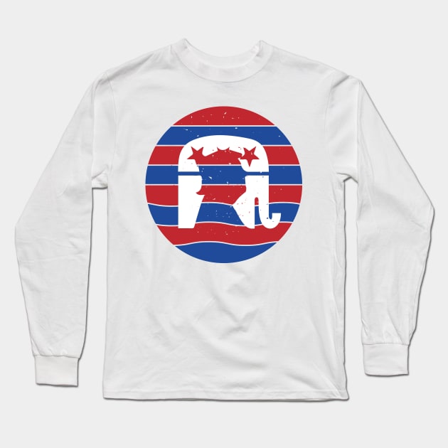 Donald trump with Republican elephant Long Sleeve T-Shirt by Daily Design